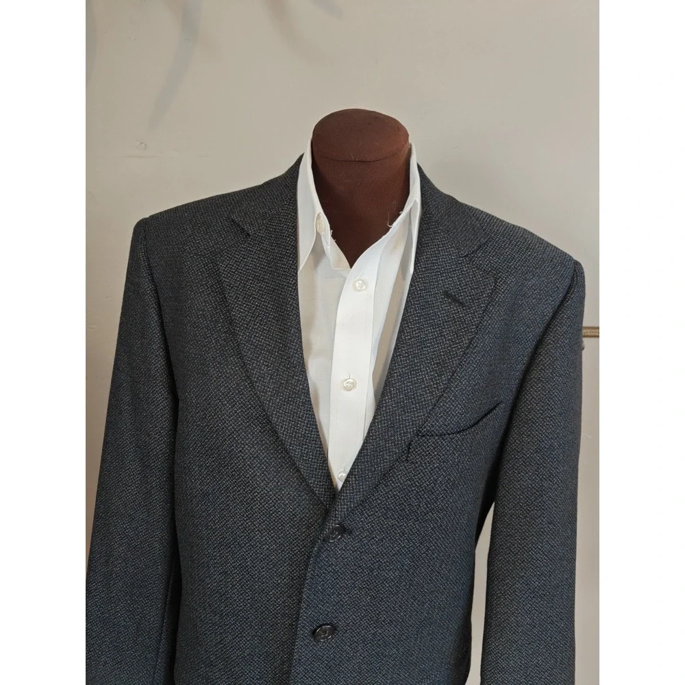 Mark Shale Mens Wool Sports Coat 39R Blue Speckle Made in USA 3 Button Tallia